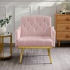 TIRAMISUBEST PINK velvet armchair with metal legs for Living Room/Bedroom/Study - 2 of 4