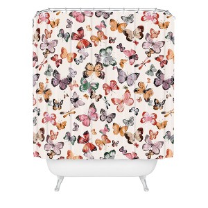 Ninola Design Butterflies Wings Countryside Shower Curtain White - Deny Designs: Polyester, Machine Washable, Ring Top - 1 of 4