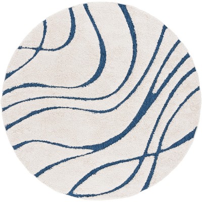 Florida Shag Sg455 Power Loomed Area Rug - Light Blue/cream - 9' Round ...