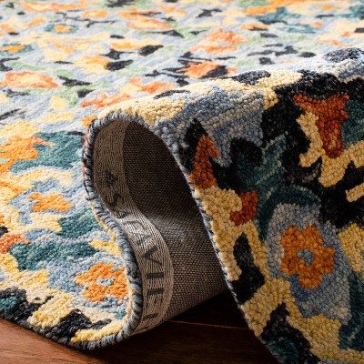 Handmade Blue Wool Tufted Reversible Runner Rug