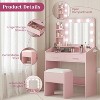 Vanity Desk with Mirror and Lights, Makeup Vanity with Cushioned Stool, 3 Lighting Modes Adjustable Brightness - 4 of 4