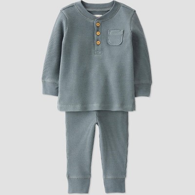 Image of Little Planet by Carter’s Organic Baby 2pc Waffle Top & Bottom Set - Slate Gray 6M