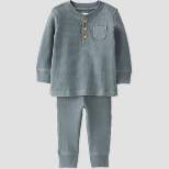 Little Planet by Carter’s Baby 2pc Waffle Top & Bottom Set - Slate Gray