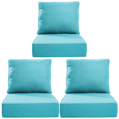 POCASSY 6" Outdoor Cushion Set, 24"x24" Replacement Water Resistant Zippered Cushion for Chairs