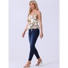 Allegra K Women's Floral Print Sleeveless V Neck Tie Waist Peplum Cami Top - 4 of 4