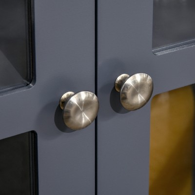 Elegant Grey Tempered Glass Door Sideboard with Adjustable Shelf
