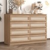 Jojoka 8 Drawer Double Dresser with Rattan Design Modern Wooden Storage Chest for Bedroom Living Room Entryway Closet and Nursery - 3 of 4
