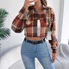 Coolmee Womens Flannels Fall Cropped Shacket Plaid Jacket Long Sleeve Button Down Coat Fall Fashion Outfits - 2 of 4