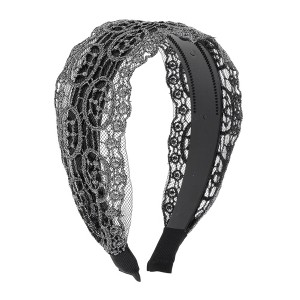 Unique Bargains Women's Flower Pattern Lace Headband 5.91"x4.33" 1 Pc - 1 of 4
