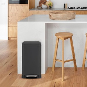 12L/3.2 Gal Stainless Steel Trash Can with Soft-Close Lid & Removable Inner Basket, Rectangular Step Trash Can for Bathroom, Fingerprint-Proof Finish - 1 of 4