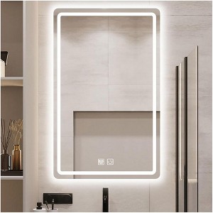 LED Bathroom Mirror 24"x 32", Stepless Dimmable Wall Mirrors with Anti-Fog - 1 of 4