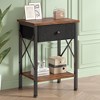 VECELO Modern X-Design Nightstand, End/Side Table with Fabric Drawer & Open Storage Shelves for Bedroom or Living Room - 2 of 4
