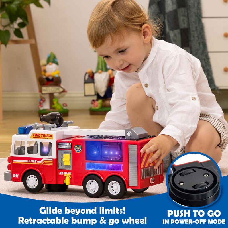 Syncfun Toddler Fire Truck Toy with Mode Switch & Volume Control, Bump and Go Fire Engine Trucks, Boys&Girls Firetruck, Kids Birthday, 5 of 10