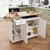 44 Inch Kitchen Island Cart with Solid Wood Top, Wine Storage, Towel Rack, Wine Glass Holder, Rolling Kitchen Island Table on Wheels, White & Oak - 2 of 4