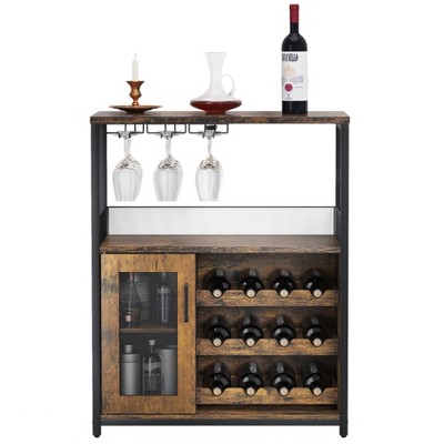 Wine Bar Rack Cabinet with Detachable Wine Rack, Bar Cabinet with Glass Holder