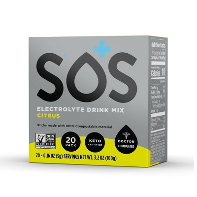 SOS Hydration Electrolyte Drink Mix - Citrus - 20pk