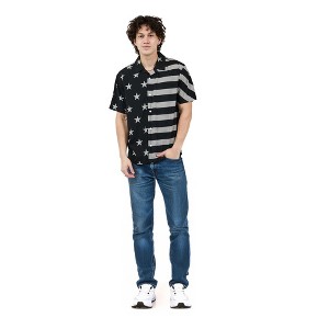 Stars & Stripes United States Flag Men's Collared Button-Up Short Sleeve Shirt - 1 of 2