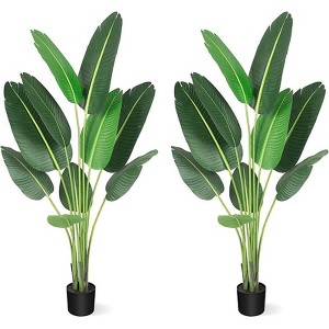 Garvee 5 Foot Artificial Silk Bird of Paradise Palm Tree Potted Plant - 1 of 4