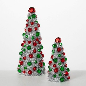 8.25"H & 12.75"H Sullivans Christmas Jingle Bell Tabletop Tree Set of 2  Multicolor - 1 of 4