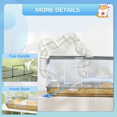 Gray 2-Level Hamster and Gerbil Cage with Tubes and Accessories