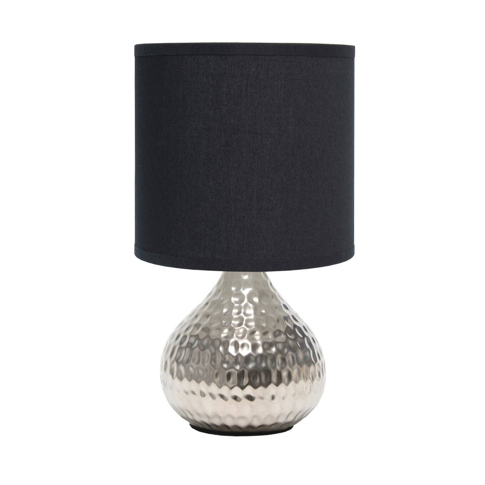 Photos - Floodlight / Garden Lamps Hammered Drip Mini Table Lamp with Fabric Shade Black/Silver - Simple Desi