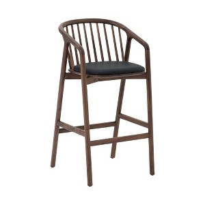 Armen Living Echo Wood and Faux Leather Counter Height Barstool - 1 of 4