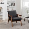 VYNXARIA Accent Chair in Black PU/PVC with Solid Wood Frame for Mid-Century Modern Style - 2 of 4