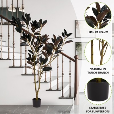 MAYEERTY Simluated Purple Black Plant Pot Outdoor UV Protaction Decoration Indoor Living Room Fake Trees, 71in, 1pcs/set
