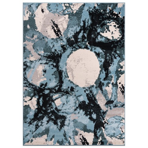 World Rug Gallery Distressed Modern Abstract Area Rug - Blue 5' x 7