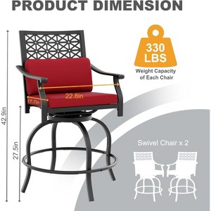 Outdoor Bar Stools Set of 2, 360° Swivel Bar Stools Counter Height with Cushion Armrest Back, Tall Outdoor Swivel BarStools for Backyard - 1 of 4