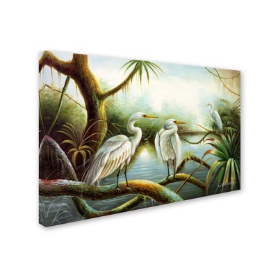 Trademark Fine Art -Victor Giton 'Three Herons' Canvas Art