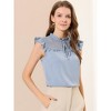 INSPIRE CHIC Women's Chiffon Ruffle Stand Collar Tie Summer Cap Sleeve Blouses - image 2 of 4