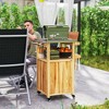 Outsunny Outdoor Grill Cart with Wheels, Storage Cabinet, Solid Wood Outdoor Kitchen Island with Stainless Steel Top, Integrated Hole - 3 of 4