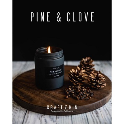 Matte Black Soy Aromatherapy Candle with Pine & Clove Scent