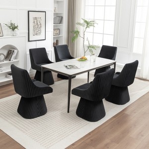 SEYNAR Modern Velvet 360 Degree Swivel Armless Dining chair Set of 6 - 1 of 4