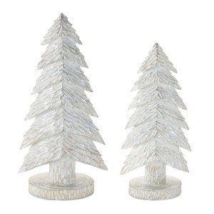 Carved Glitter Pine Tree (Set of 2) - 1 of 1