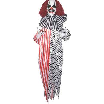Sunstar Shaking Clown Light-Up Animated Hanging Halloween Decoration - 5 ft - Red