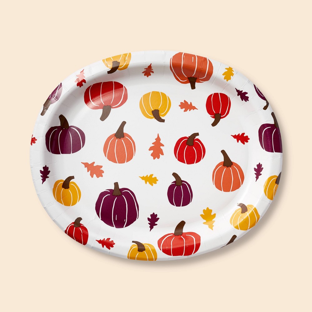 10ct Large Harvest Buffet Paper Plates White - Spritz