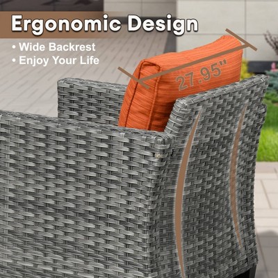 Gray Rattan 7-Person Outdoor Patio Set with Fire Pit