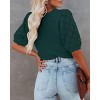Women's Round Neck Short Sleeve Sweater Summer Casual Puff Sleeve Pullover Knit Top - 2 of 3
