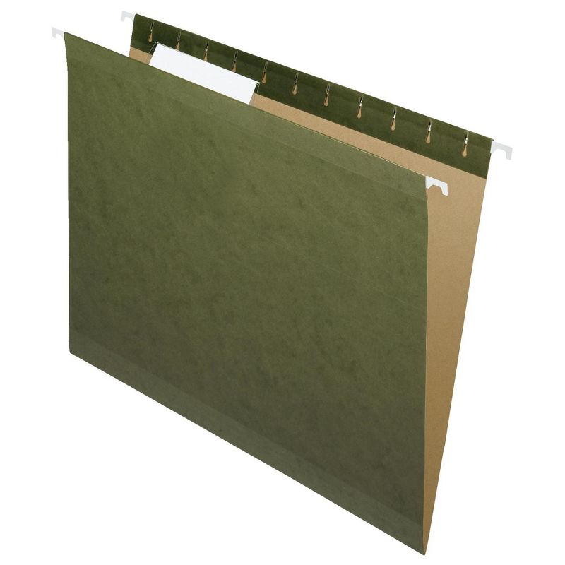 Pendaflex Reinforced Hanging File Folders, 1/3 Cut Tabs, Letter Size, Green, Pack of 25, 1 of 2