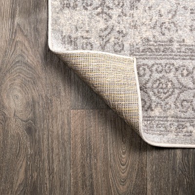 Mediterranean Filigree Easy-Care Synthetic Area Rug in Gray/Dark Gray