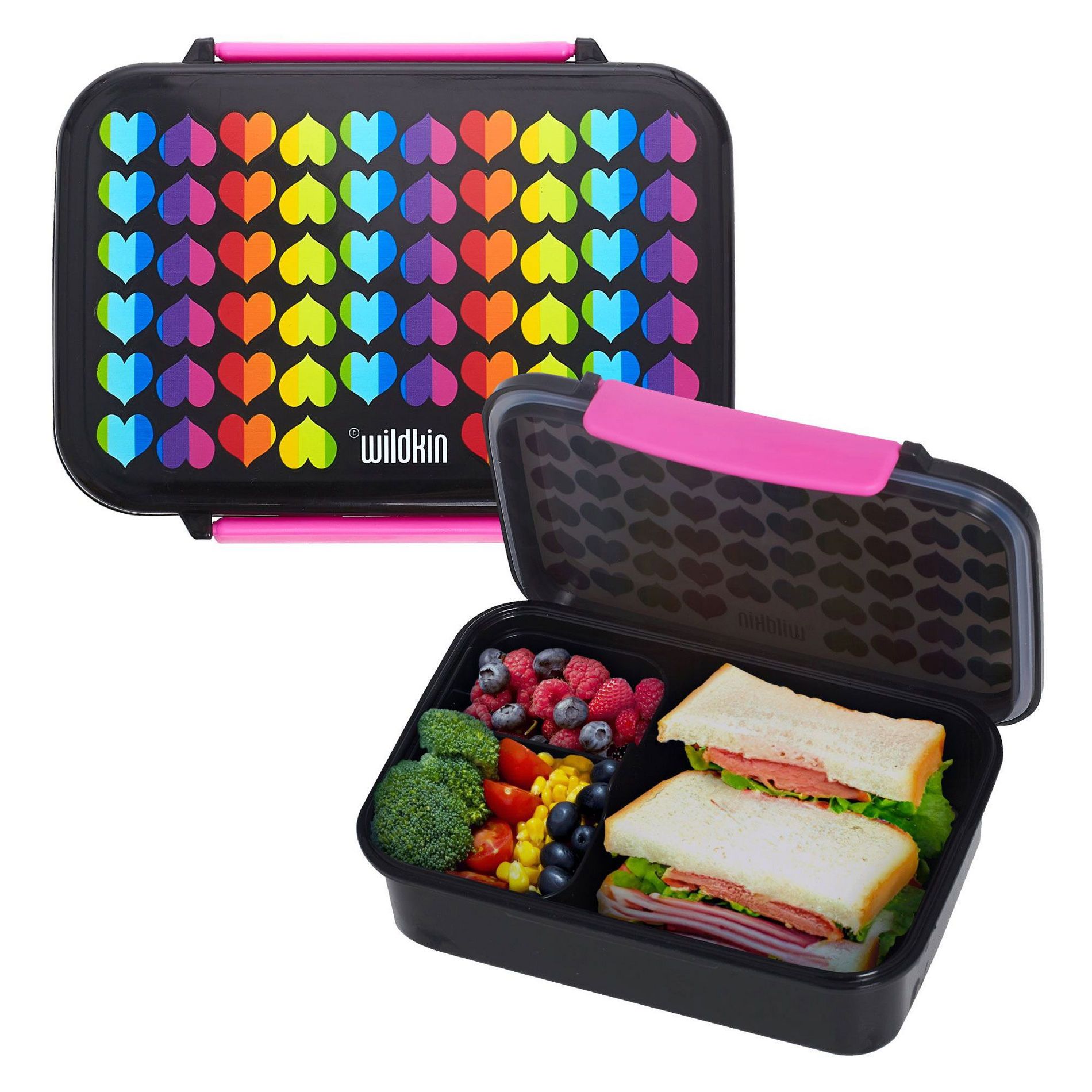 Wildkin Kids Reusable Food Container Bento Box  - Rainbow Hearts