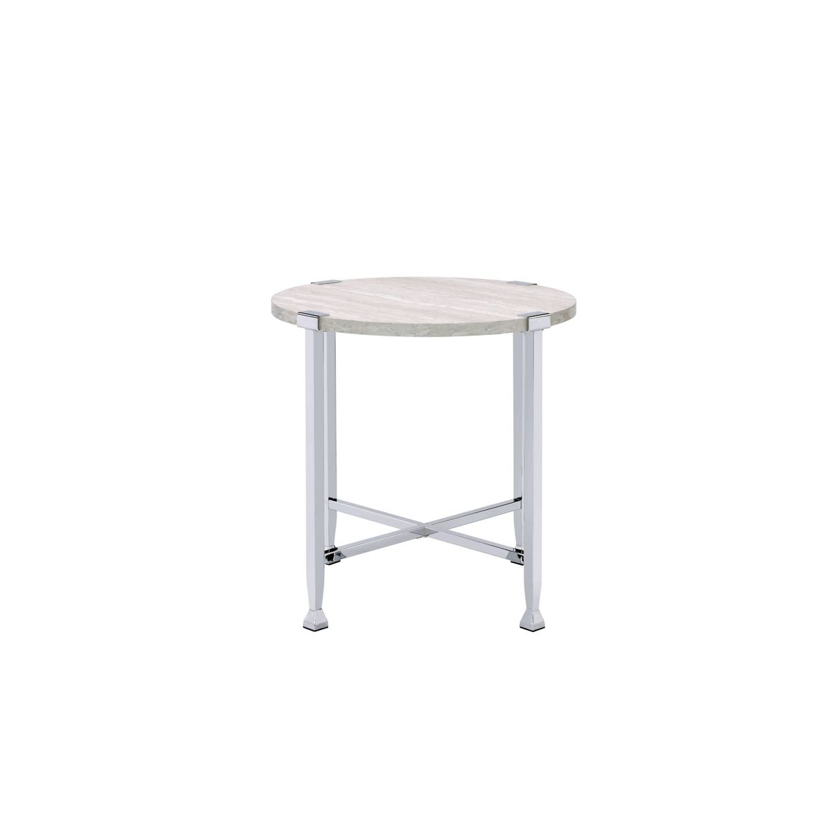 Acme Furniture Brecon Accent Table White Oak/Chrome Finish - thumbnail 4
