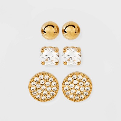 Multi Gold Hoops And Cubic Zirconia Stud Earring Set 8pc - A New