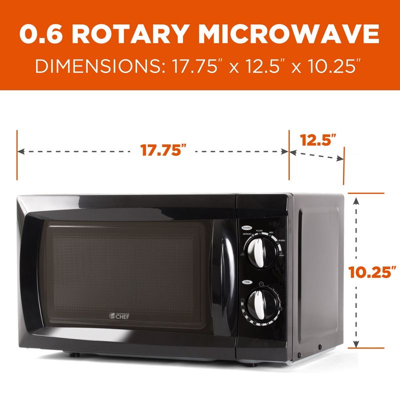 COMMERCIAL CHEF Countertop Microwave Oven 0.6 Cu. Ft. 600W, 5 of 9