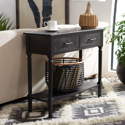Peyton Black Wood and Metal Hallway Table with Storage