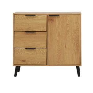 VYNXARIA Natural Wood Storage Cabinet: 3 - Drawer, Adjustable Shelf for Every Space - 1 of 4