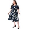 Agnes Orinda Women's Plus Size Tie Waist V Neck Short Sleeve Elegant Midi Dresses with Pockets - 3 of 4