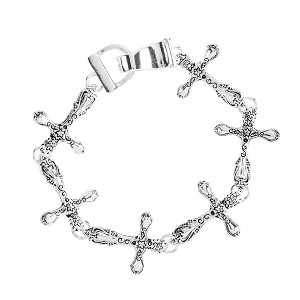 Dicksons Round Scroll Spoon Cross Link Women's One Size Silver Plated Stainless Steel Everyday Bracelet with Magnetic Closure - 1 of 4